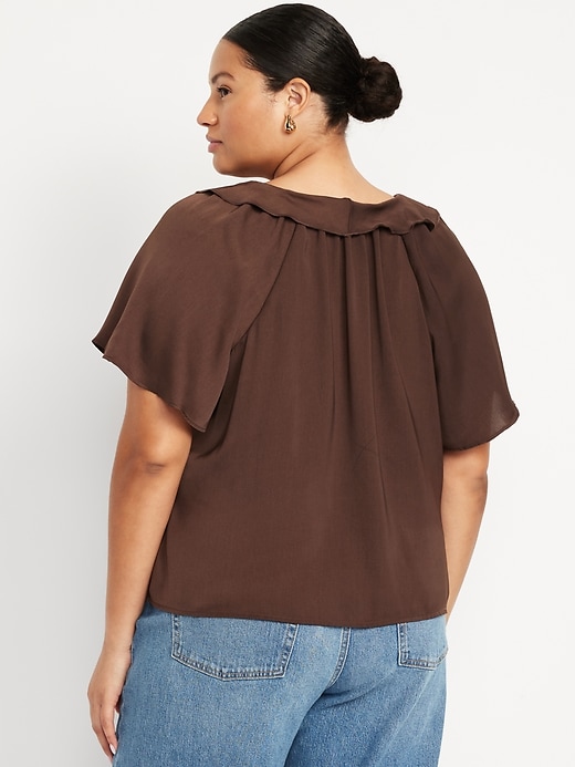 Image number 6 showing, Satin Ruffle Tie-Front Top