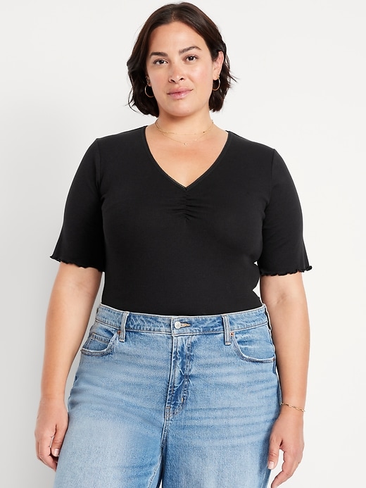 Image number 6 showing, Ruffle-Trim Ribbed Top
