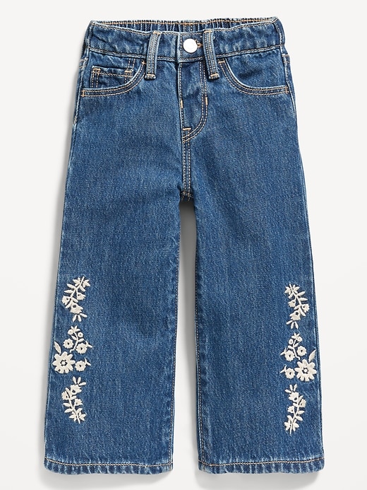 View large product image 1 of 2. Baggy Embroidered Wide-Leg Jeans for Toddler Girls