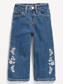 Image number 1 showing, Baggy Embroidered Wide-Leg Jeans for Toddler Girls