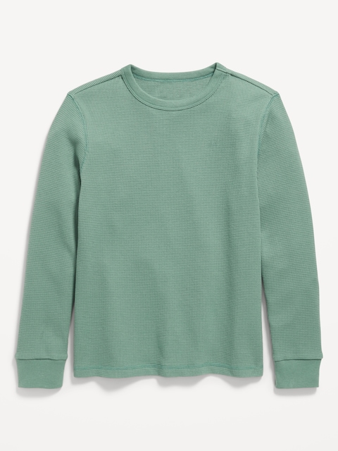 Long-Sleeve Waffle-Knit T-Shirt for Boys - Silver Fern