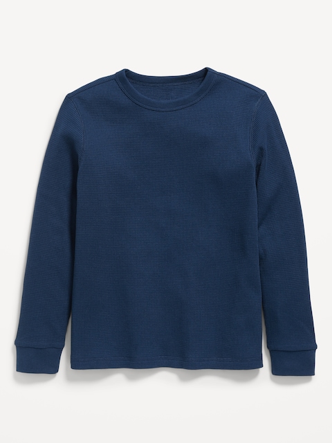 Long-Sleeve Waffle-Knit T-Shirt for Boys - Obscure Night