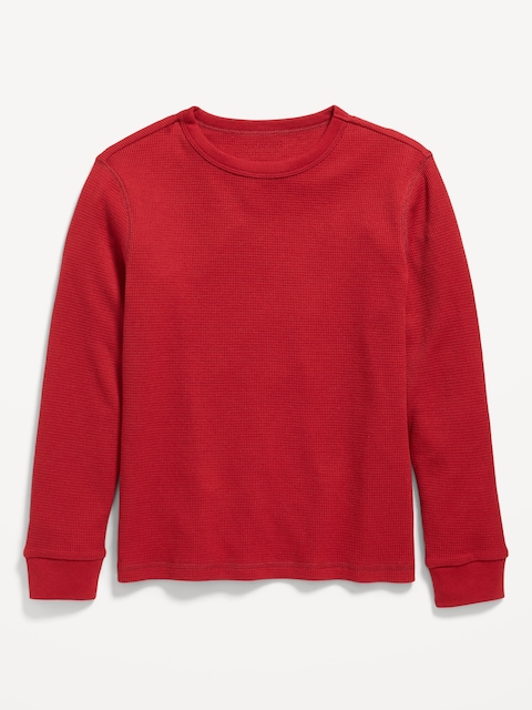 Long-Sleeve Waffle-Knit T-Shirt for Boys - Curry Red