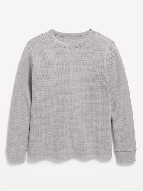 Long-Sleeve Waffle-Knit T-Shirt for Boys - Heather Gray