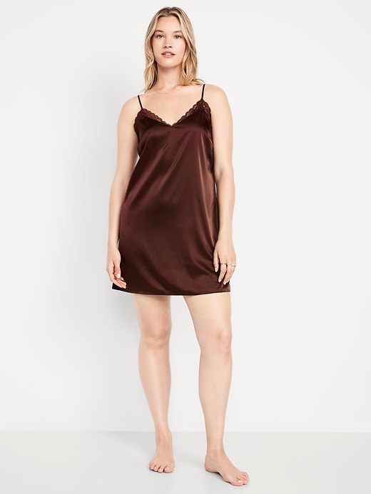 Image number 4 showing, Lace-Trim Satin Nightgown
