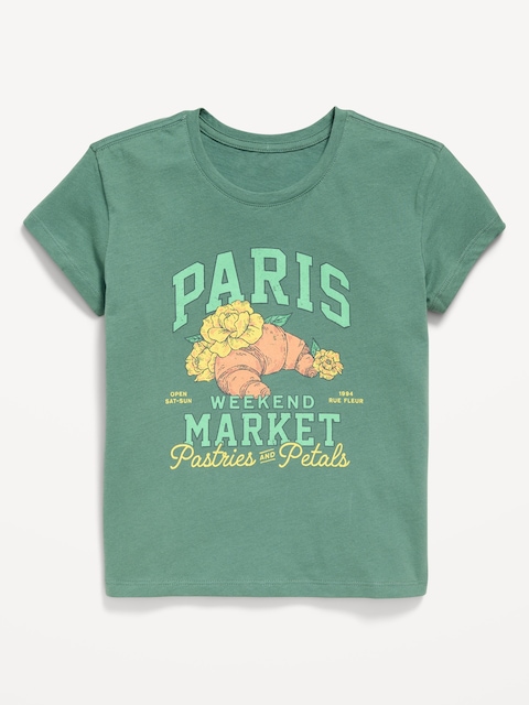 T-shirt à manches courtes à imprimé pour fille - Vert