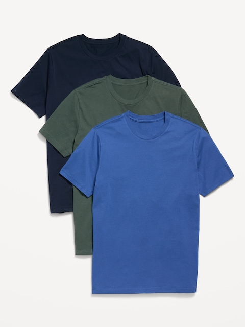 Solid Crew-Neck T-Shirt 3-Pack - Blue