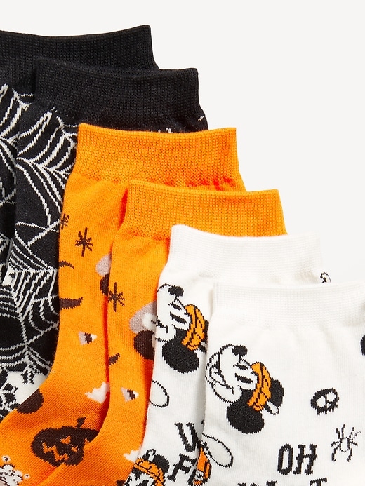 View large product image 2 of 2. Disney© 3-Pack Novelty Quarter Crew Socks for Women