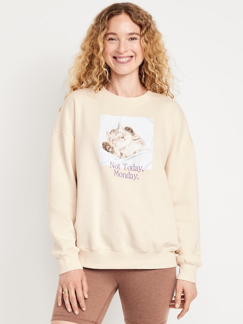 SoComfy Oversized Graphic Sweatshirt - Beige