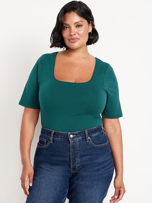 Image number 6 showing, Double-Layer Scoop-Neck T-Shirt