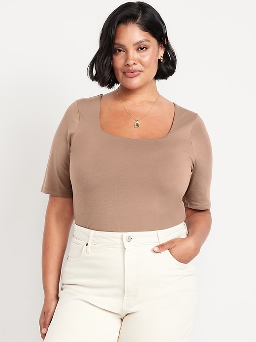 Image number 5 showing, Double-Layer Scoop-Neck T-Shirt