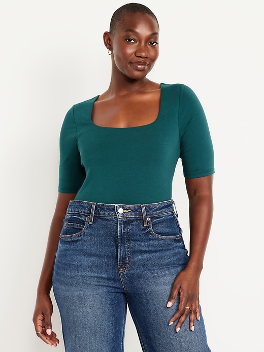 Image number 4 showing, Double-Layer Scoop-Neck T-Shirt