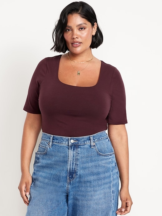 Image number 5 showing, Double-Layer Scoop-Neck T-Shirt