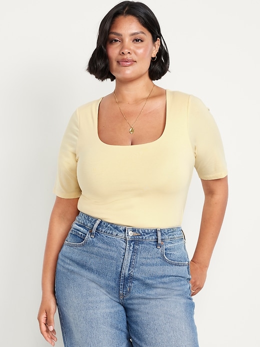 Image number 6 showing, Double-Layer Scoop-Neck T-Shirt