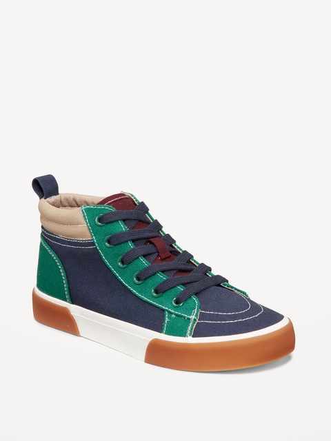Mid-Top Canvas Lace-Up Sneakers for Boys - Blue