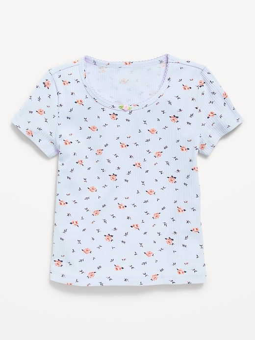 View large product image 1 of 4. Printed Short-Sleeve Ribbed T-Shirt for Girls