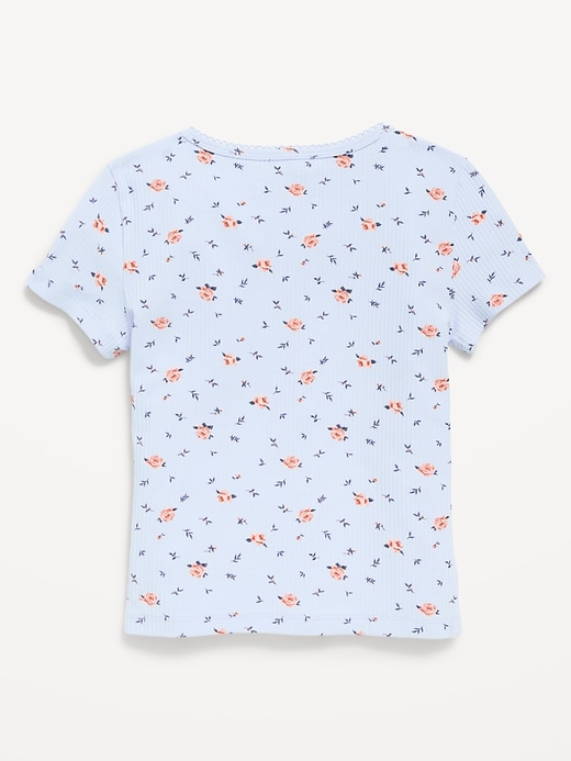 Image number 3 showing, Printed Short-Sleeve Ribbed T-Shirt for Girls