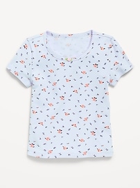 Image number 1 showing, Printed Short-Sleeve Ribbed T-Shirt for Girls
