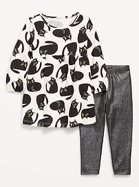 Image number 1 showing, Long-Sleeve Dress and Leggings Set for Toddler Girls