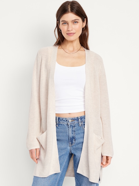 Cardigan long sans boutons - Beige