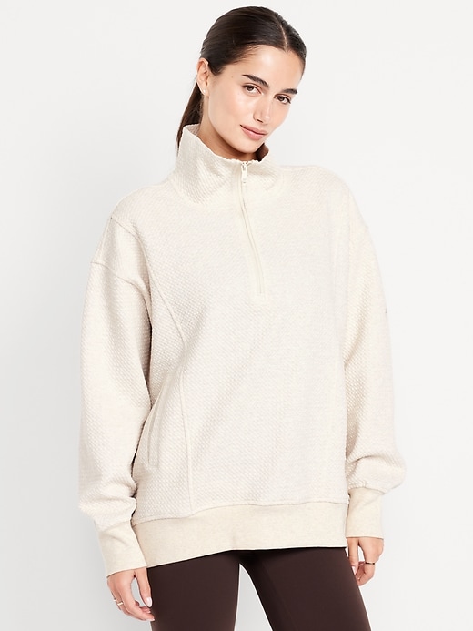 Image number 1 showing, Dynamic Fleece Oversized Textured Tunic Sweatshirt
