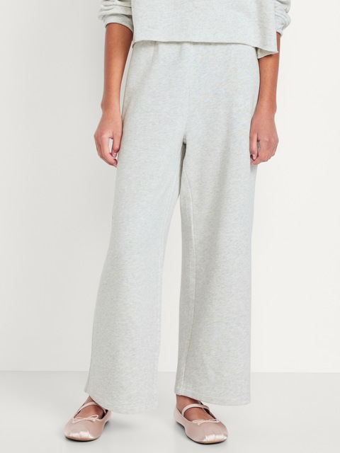 Baggy Fleece Straight-Leg Sweatpants for Girls - Gray
