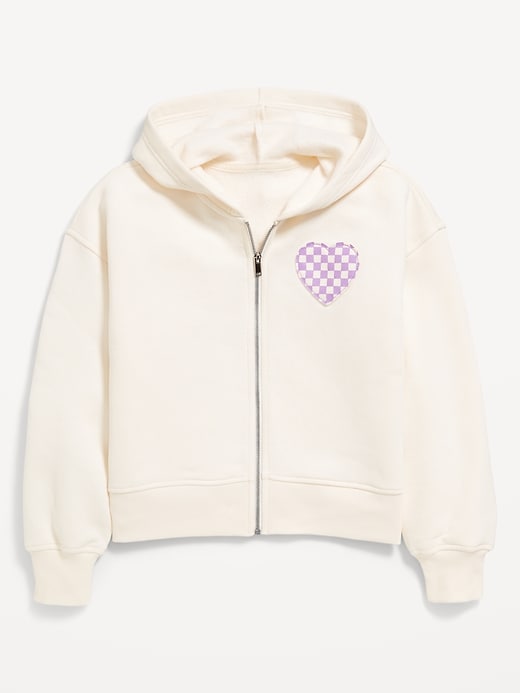 View large product image 2 of 3. Favorite Fleece Printed Zip-Front Hoodie for Girls