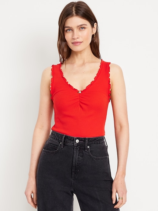 Image number 1 showing, Cinched Rib-Knit Tank Top