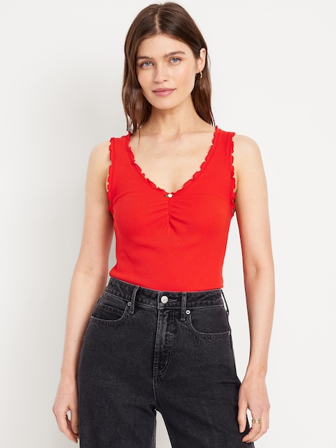 Camisole cintrée en tricot côtelé. - Orange