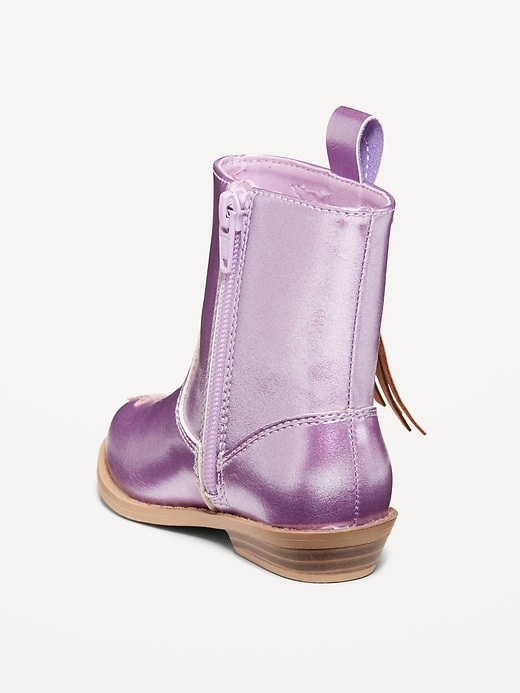 View large product image 2 of 3. Shiny Side-Zip Western Boots for Toddler Girls