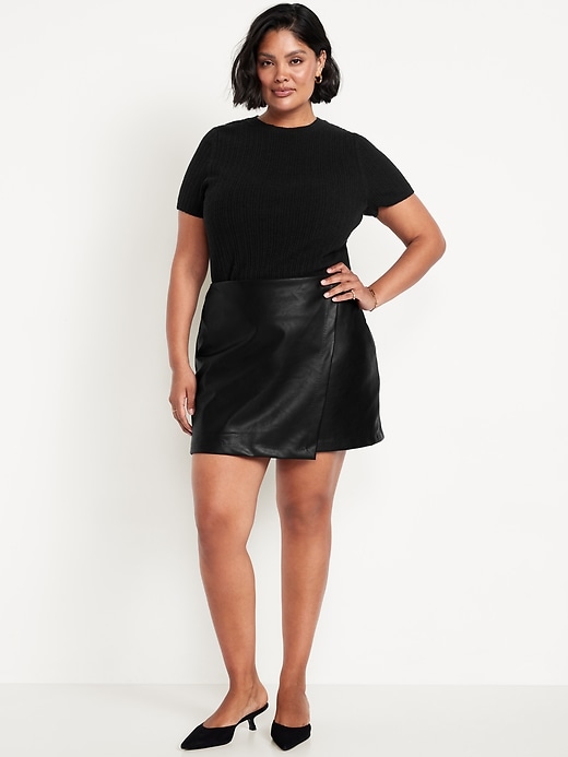 Image number 5 showing, High-Waisted Faux-Leather Mini Skirt
