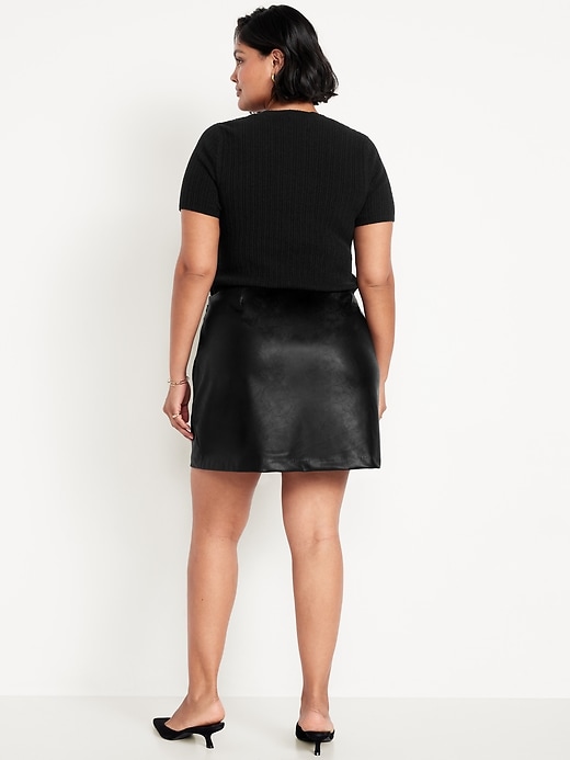 Image number 6 showing, High-Waisted Faux-Leather Mini Skirt
