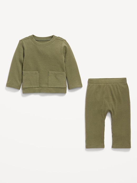 Image number 3 showing, Ribbed Pocket T-Shirt and Pants Set for Baby