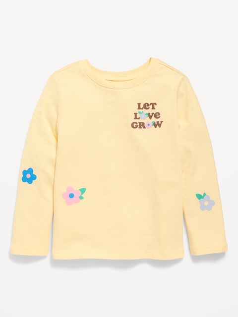 T-shirt à imprimé à manches longues pour toute-petite fille - Jaune
