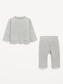 Voir une image plus grande du produit 3 de 3. Ensemble de t-shirt côtelé à poche à manches longues et pantalon pour bébé