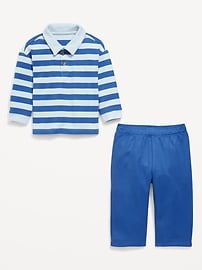 View large product image 3 of 3. Printed Long-Sleeve Polo Shirt and Pants Set for Baby