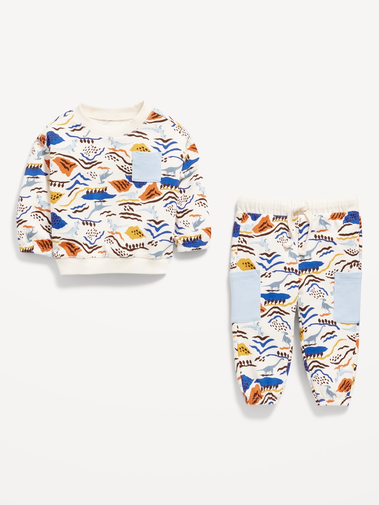 French-Terry Pocket Sweatshirt and Sweatpants Set for Baby