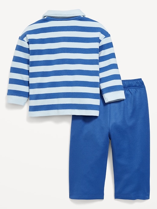 View large product image 2 of 3. Printed Long-Sleeve Polo Shirt and Pants Set for Baby
