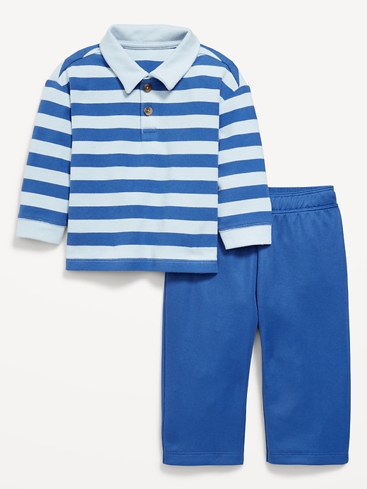 View large product image 1 of 3. Printed Long-Sleeve Polo Shirt and Pants Set for Baby