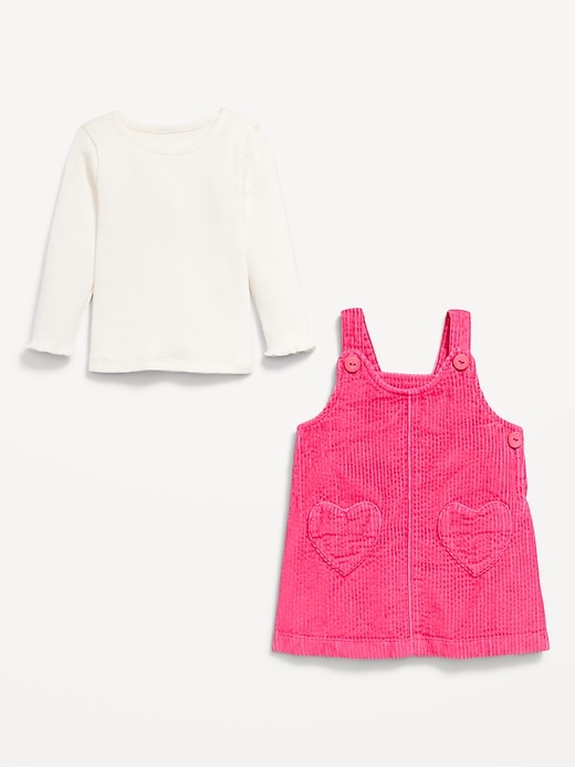 Image number 3 showing, Long-Sleeve Ribbed T-Shirt and Corduroy Dress Set for Baby