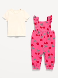 View large product image 3 of 3. Short-Sleeve Ribbed T-Shirt and Corduroy Jumpsuit Set for Baby