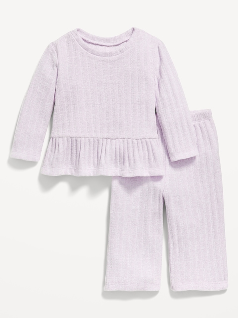 Cozy Long-Sleeve Sweater and Pants Set for Baby - Lavender Aura