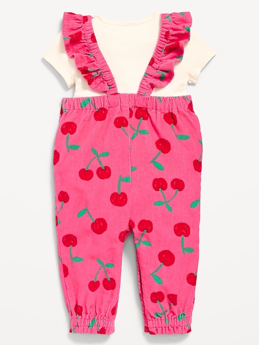 View large product image 2 of 3. Short-Sleeve Ribbed T-Shirt and Corduroy Jumpsuit Set for Baby