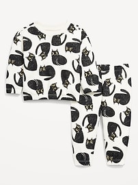 Image number 1 showing, Printed French Terry Sweatshirt and Pants Set for Baby