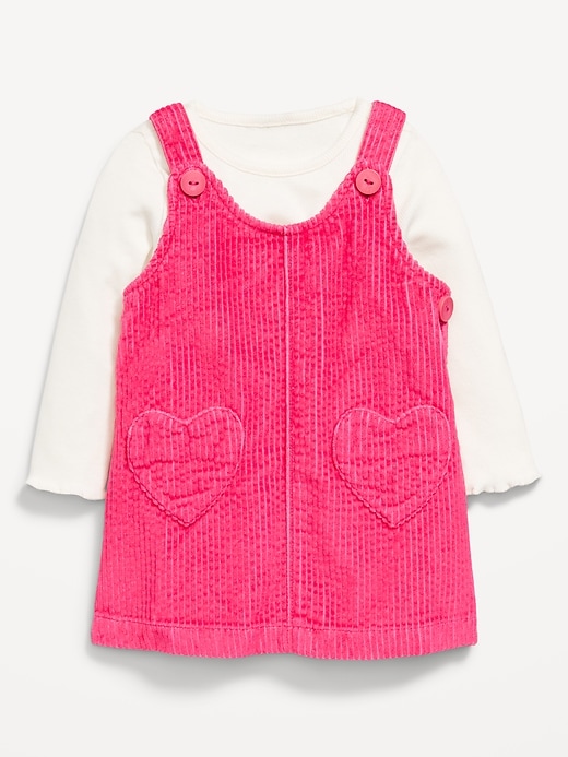 View large product image 1 of 3. Long-Sleeve Ribbed T-Shirt and Corduroy Dress Set for Baby