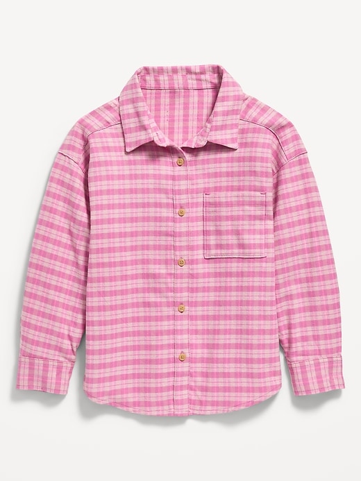 Image number 2 showing, Oversized Long-Sleeve Plaid Flannel Shirt for Girls