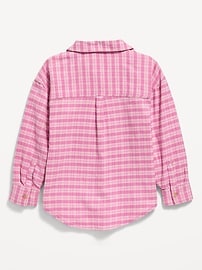 Image number 3 showing, Oversized Long-Sleeve Plaid Flannel Shirt for Girls