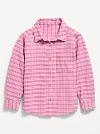 Image number 2 showing, Oversized Long-Sleeve Plaid Flannel Shirt for Girls