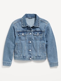 Image number 2 showing, Oversized Studded Jean Trucker Jacket for Girls