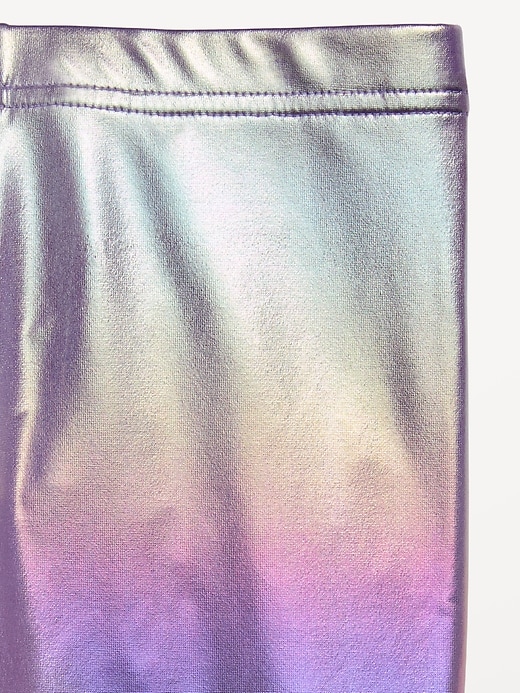 Image number 2 showing, Shiny Foil Print Leggings for Girls